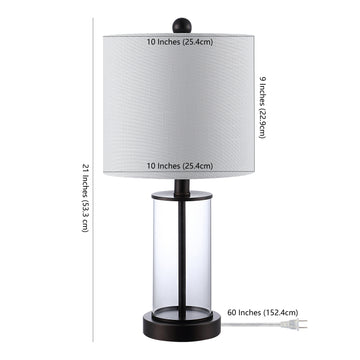 Abner 21" Glass Modern Contemporary USB Charging LED Table Lamp - JONATHAN Y